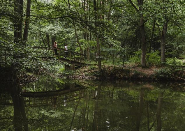 Wanderer auf einer Brücke über den Hegensteinbach, Foto: Madlen Krippendorf, Lizenz: Stadt Fürstenberg/Havel Wanderer auf einer Brücke über den Hegensteinbach, Foto: Madlen Krippendorf, Lizenz: Stadt Fürstenberg/Havel